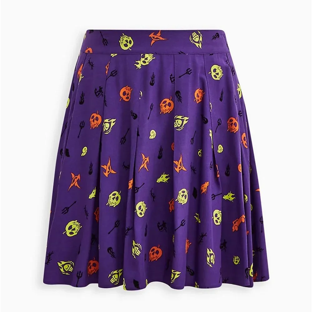 ❤️NWT TORRID DISNEY VILLAINS - HALLOWEEN SKULLS MAGIC MONSTER SKIRT 1X - Picture 3 of 11